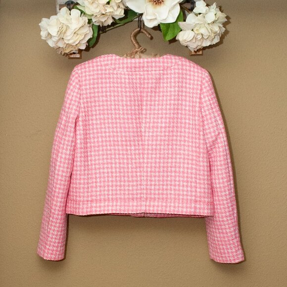 NWT J. Crew Tweed Houndstooth Lady Jacket in Pink Himalayan Spice size 10 - Picture 3 of 12